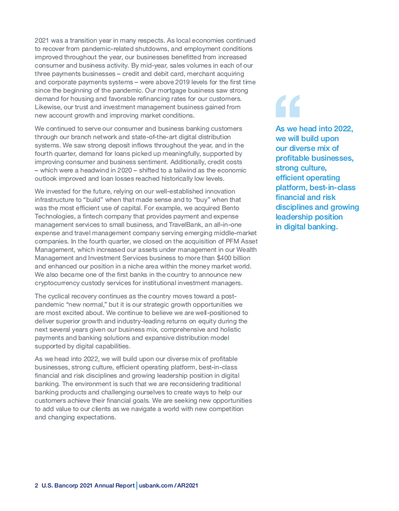 美国合众银行（U.S. BANCORP）2021年年度报告（英文版）.pdf 第4页