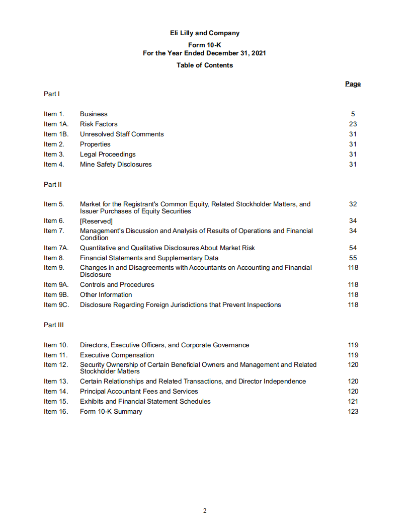 美国礼来公司（ELI LILLY）2021年年度报告（英文版）.pdf 第3页