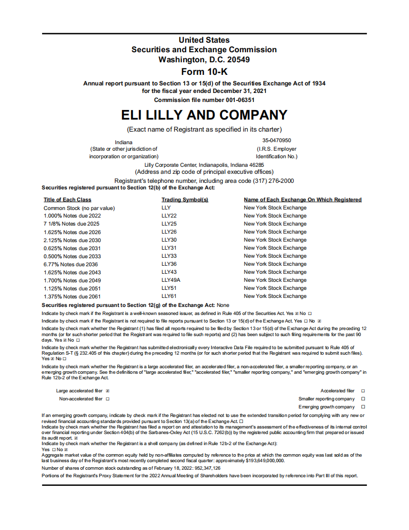 美国礼来公司（ELI LILLY）2021年年度报告（英文版）.pdf 第2页