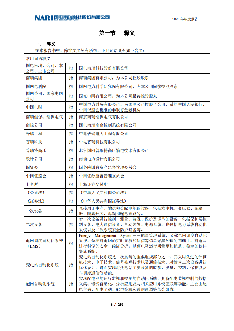 国电南瑞科技股份有限公司2020年年度报告.PDF 第6页