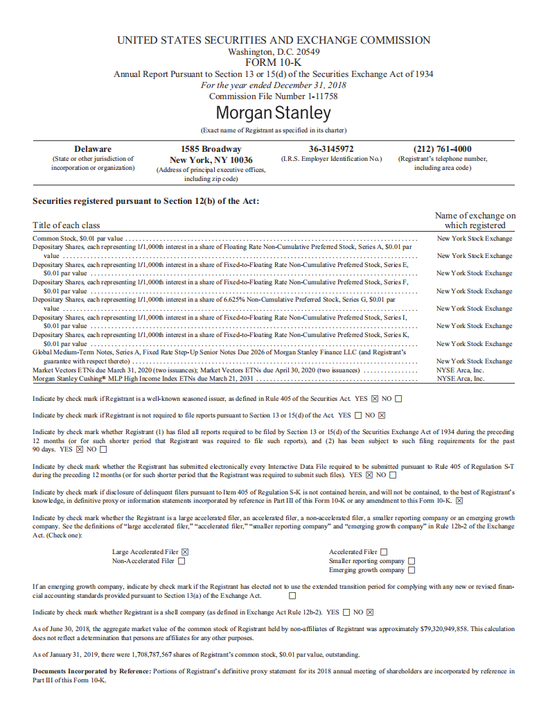 摩根士丹利（MORGAN STANLEY）2018年年度报告（英文版）.pdf 第1页
