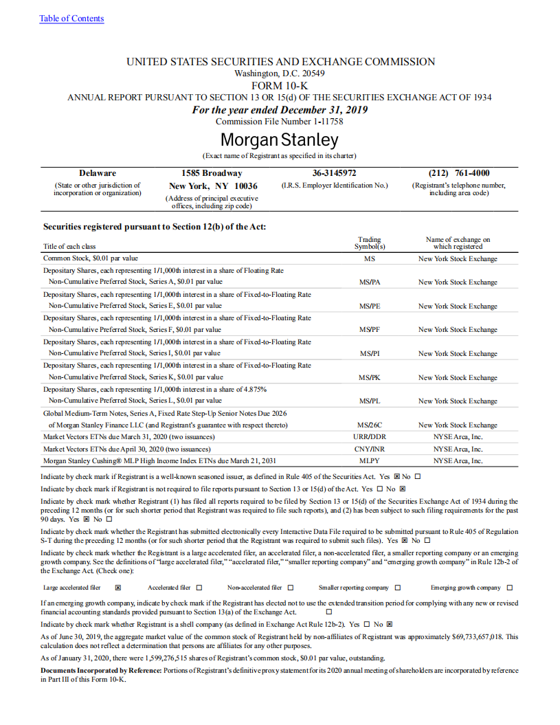 摩根士丹利（MORGAN STANLEY）2019年年度报告（英文版）.pdf 第1页