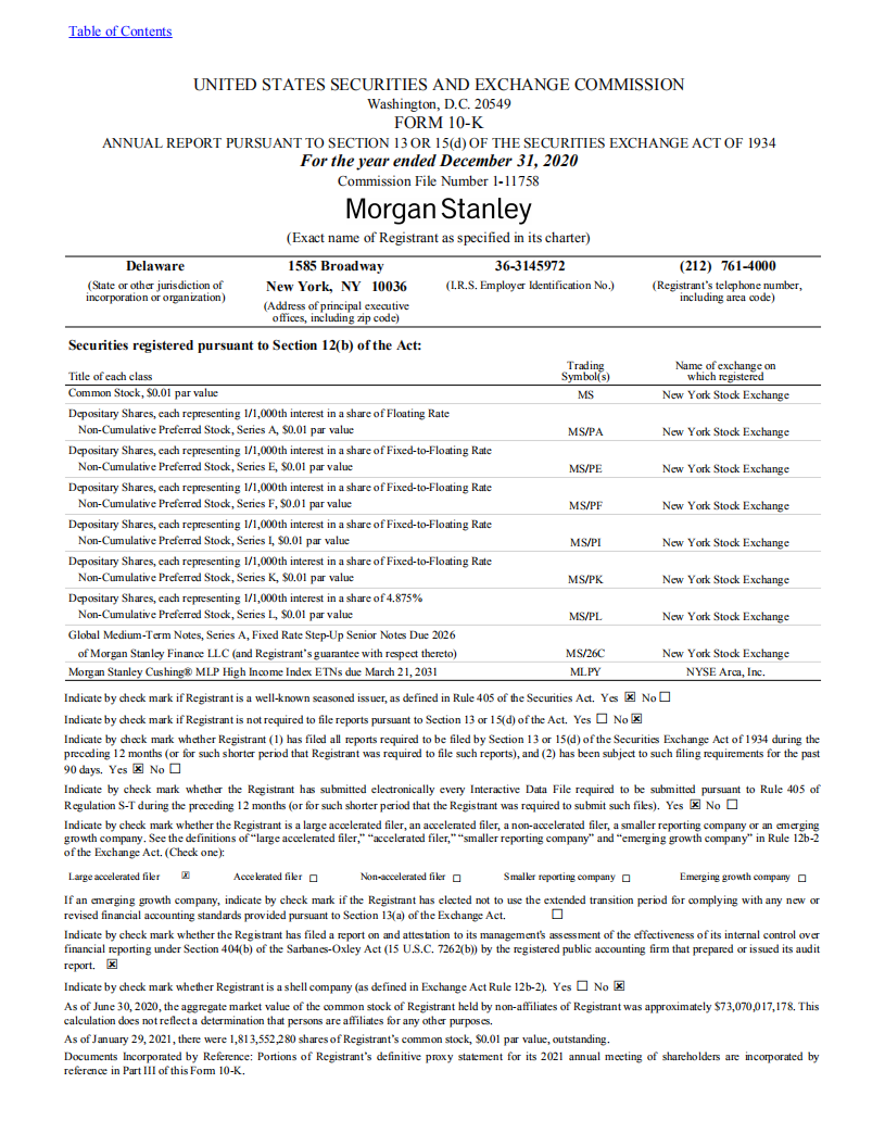 摩根士丹利（MORGAN STANLEY）2020年年度报告（英文版）.pdf 第1页
