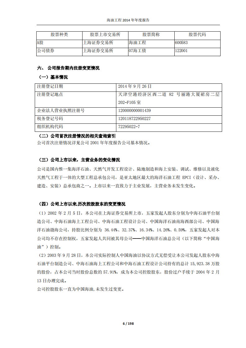海洋石油工程股份有限公司2014年年度报告.PDF 第6页