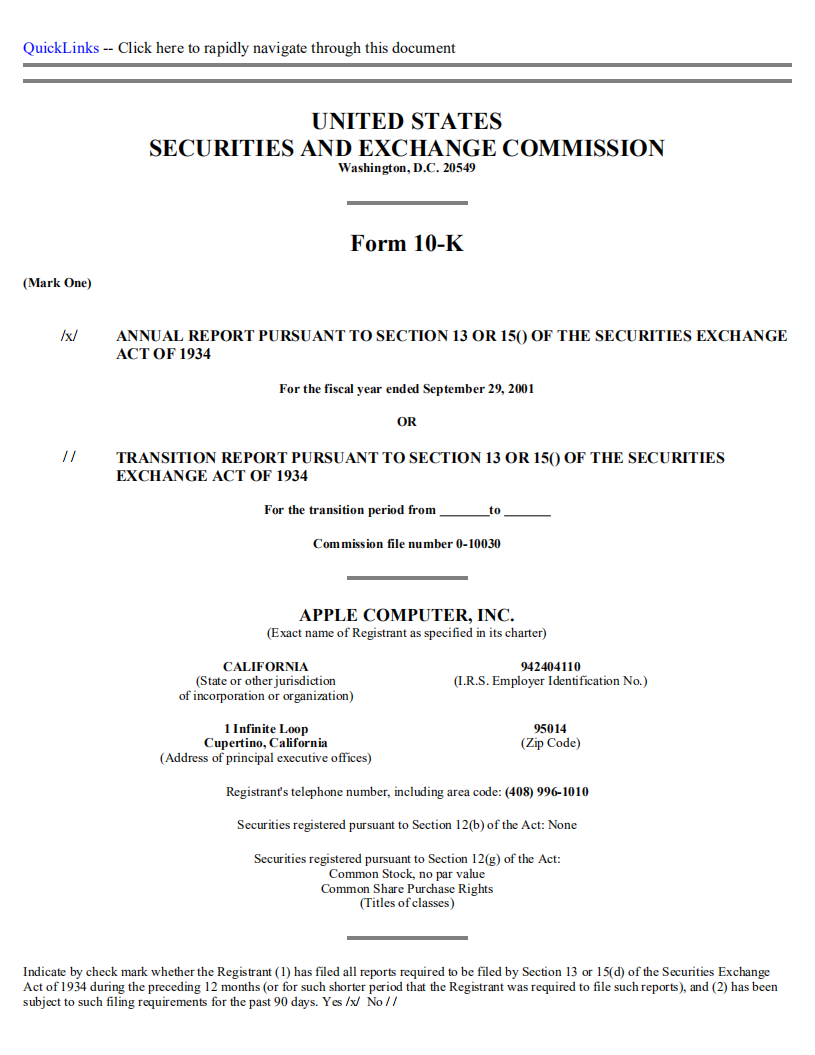 苹果公司（APPLE）2001年年度报告（英文版）.pdf 第3页