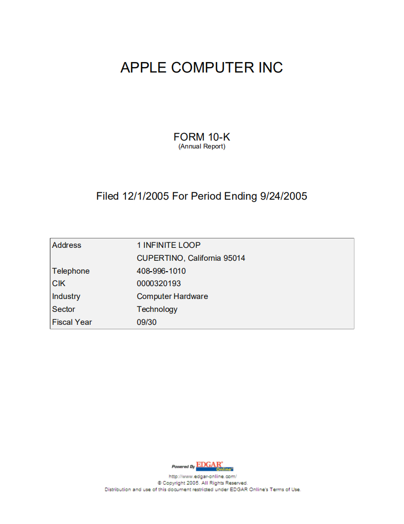 苹果公司（APPLE）2005年年度报告（英文版）.pdf 第2页