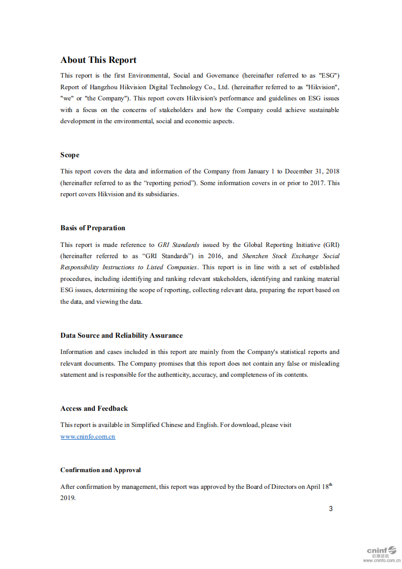 杭州海康威视数字技术股份有限公司2018年环境、社会及管治报告（英文版）.PDF 第4页