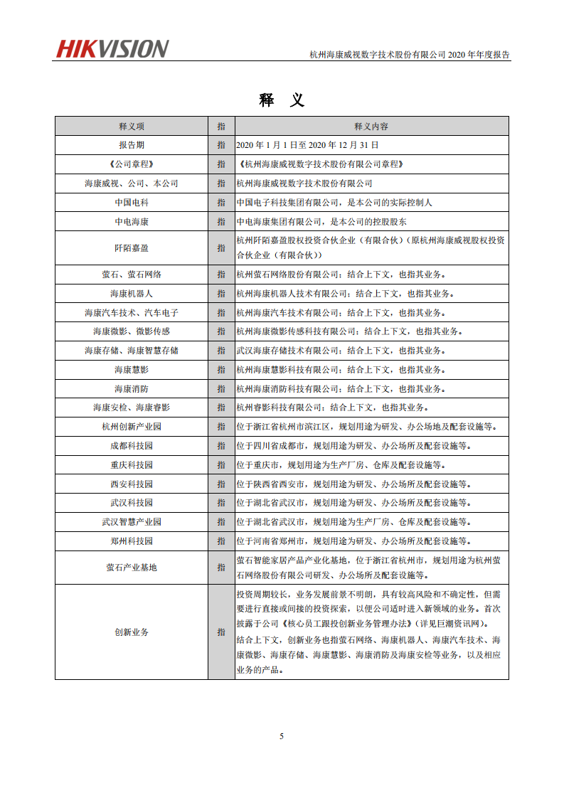 杭州海康威视数字技术股份有限公司2020年年度报告.PDF 第6页