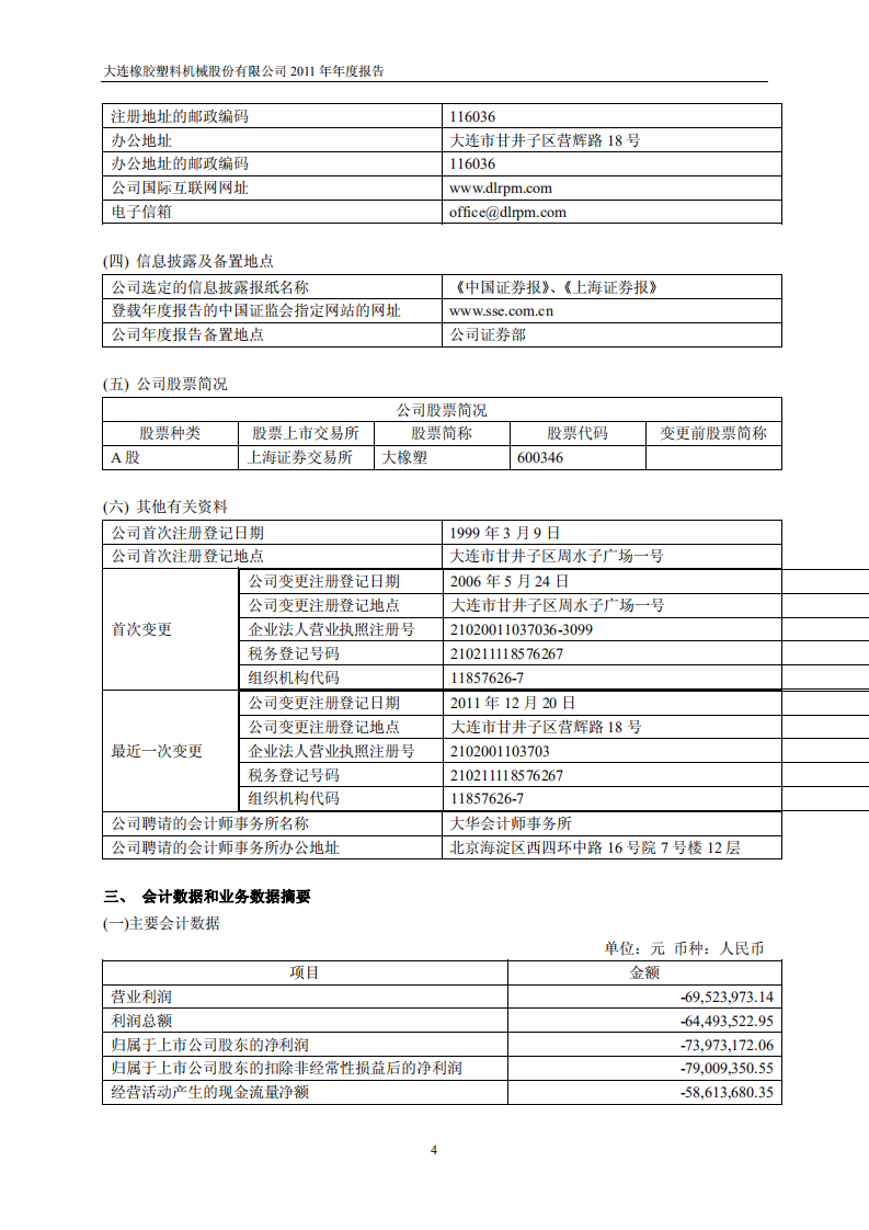 大连橡胶塑料机械股份有限公司2011年年度报告.PDF 第4页