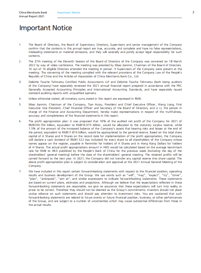 招商银行股份有限公司（CHINA MERCHANTS BANK）2021年年度报告（英文版）.pdf 第4页