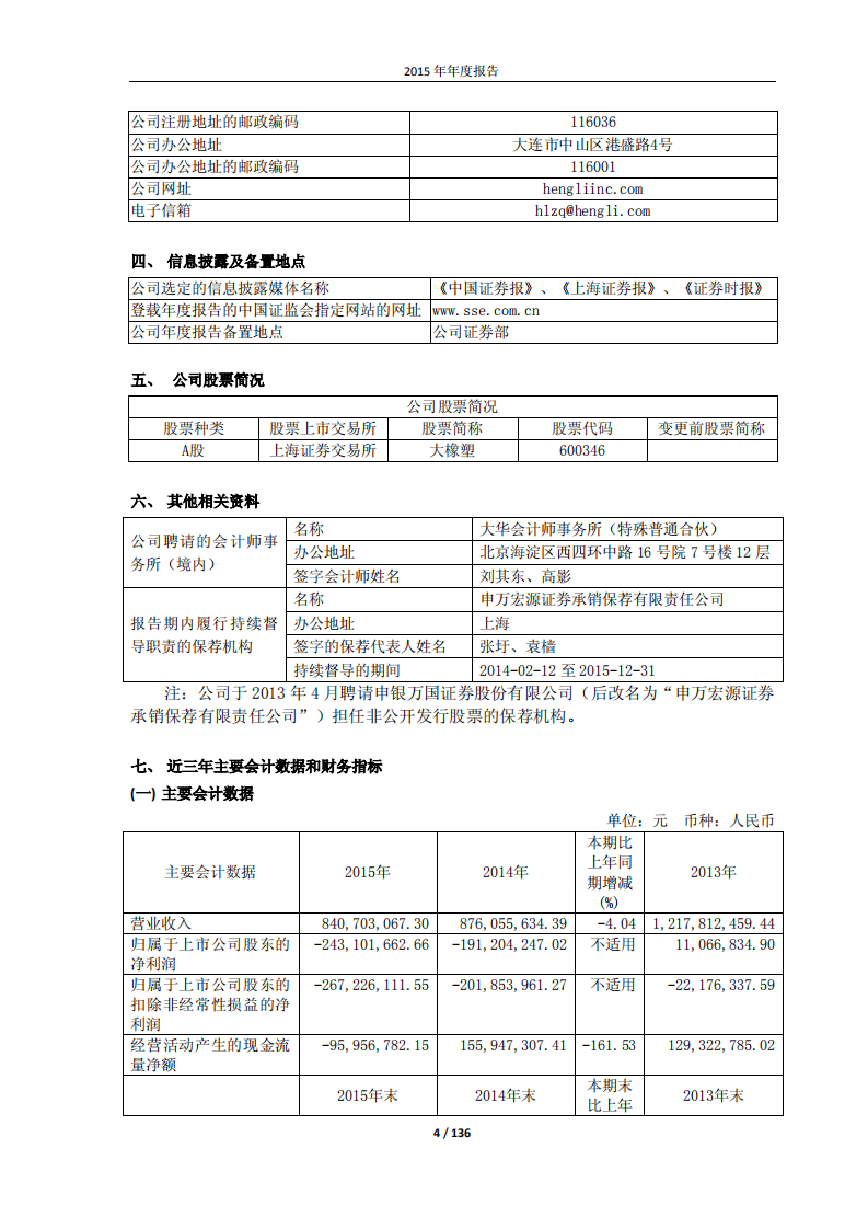 大连橡胶塑料机械股份有限公司2015年年度报告.PDF 第4页
