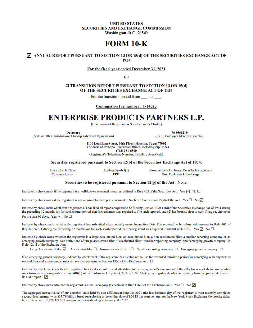 Enterprise Products Partners公司2021年年度报告（英文版）.pdf 第1页