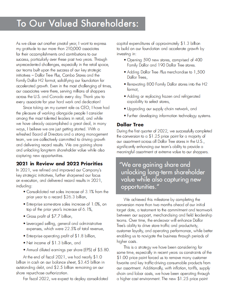 DollarTree公司（DOLLAR TREE）2021年年度报告（英文版）.pdf 第3页