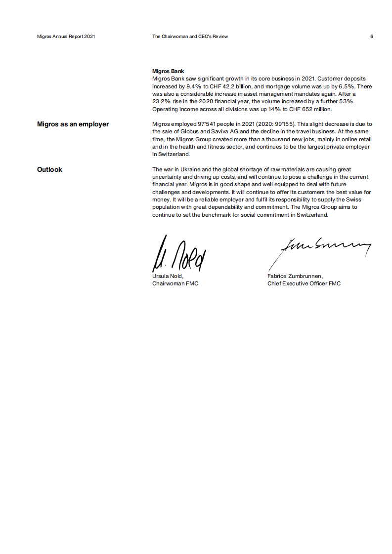 Migros集团（MIGROS GROUP）2021年年度报告（英文版）.pdf 第6页