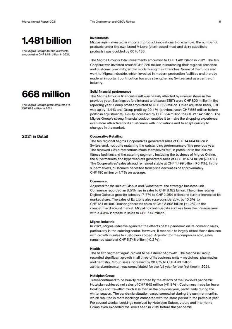 Migros集团（MIGROS GROUP）2021年年度报告（英文版）.pdf 第5页