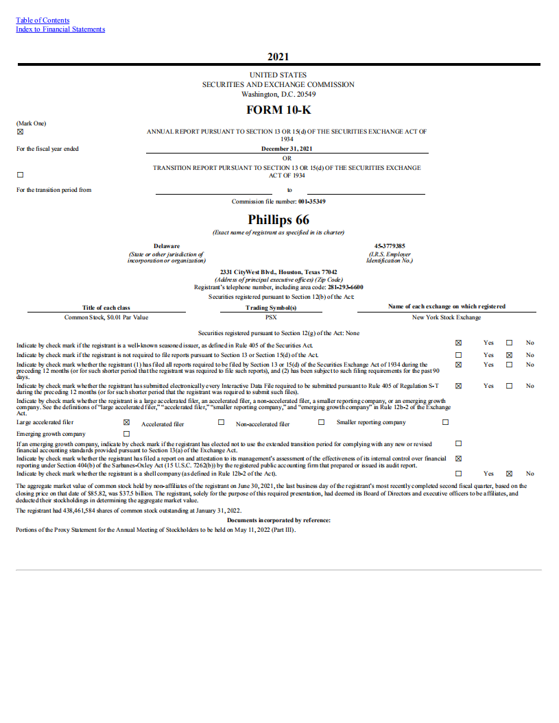 Phillips66公司（PHILLIPS 66）2021年年度报告（英文版）.pdf 第1页