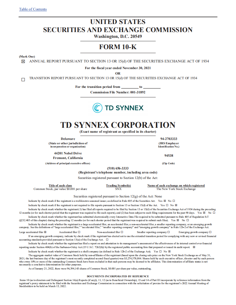 Synnex公司（SYNNEX）2021年年度报告（英文版）.pdf 第5页