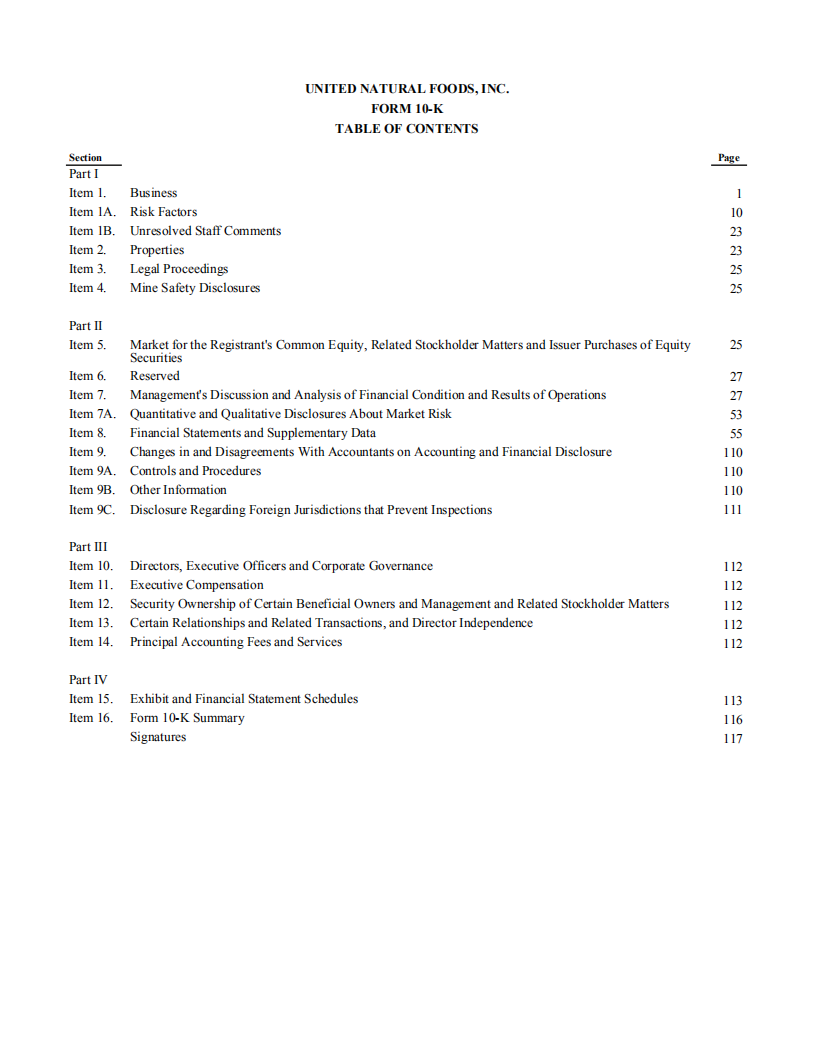 UnitedNaturalFoods公司（UNITED NATURAL FOODS）2021财年年度报告（英文版）.pdf 第2页