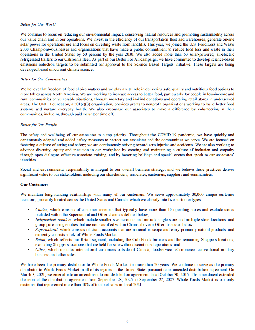 UnitedNaturalFoods公司（UNITED NATURAL FOODS）2021财年年度报告（英文版）.pdf 第4页