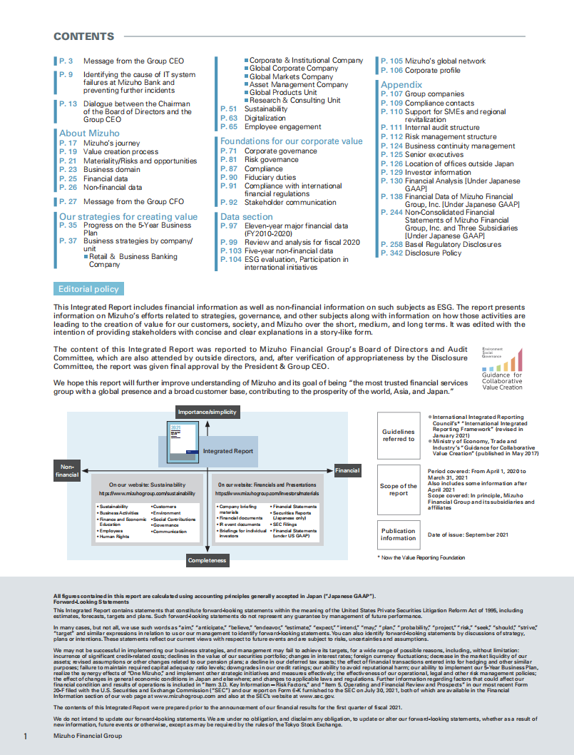 日本瑞穗金融集团（MIZUHO FINANCIAL GROUP）2021年年度报告（英文版）.pdf 第2页