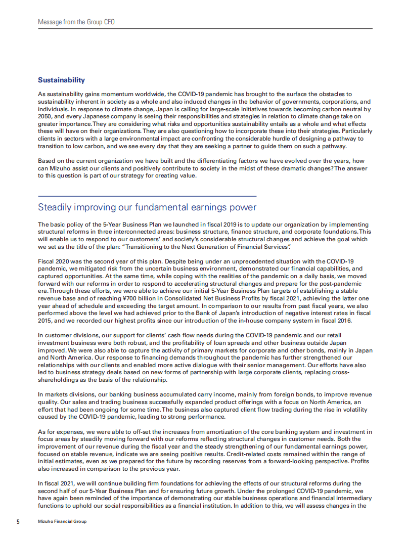 日本瑞穗金融集团（MIZUHO FINANCIAL GROUP）2021年年度报告（英文版）.pdf 第6页