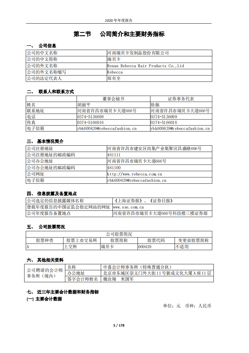 河南瑞贝卡发制品股份有限公司2020年年度报告.PDF 第5页