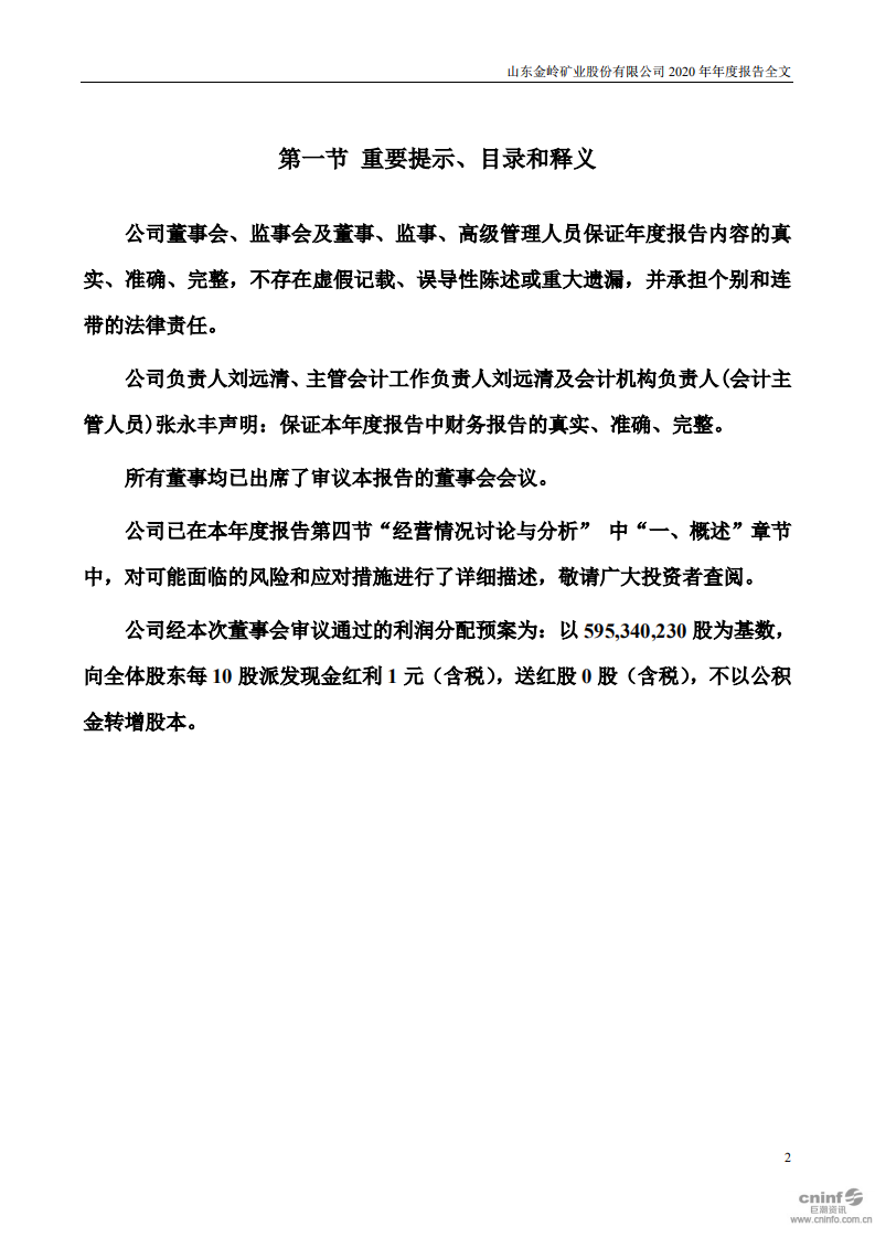 山东金岭矿业股份有限公司2020年年度报告.PDF 第2页