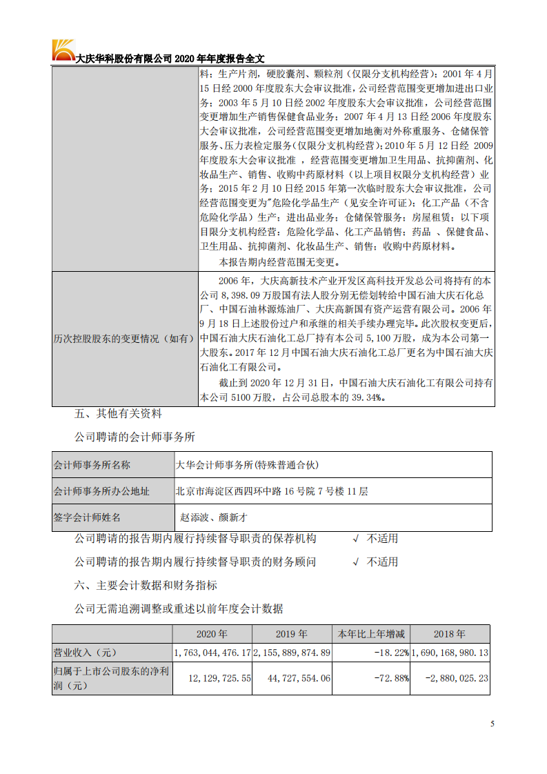 大庆华科股份有限公司2020年年度报告.PDF 第5页