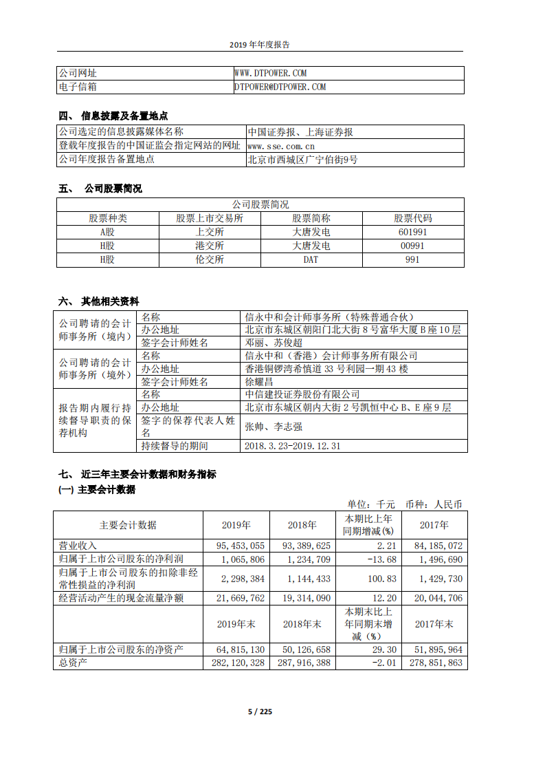 大唐国际发电股份有限公司2019年年度报告.PDF 第5页