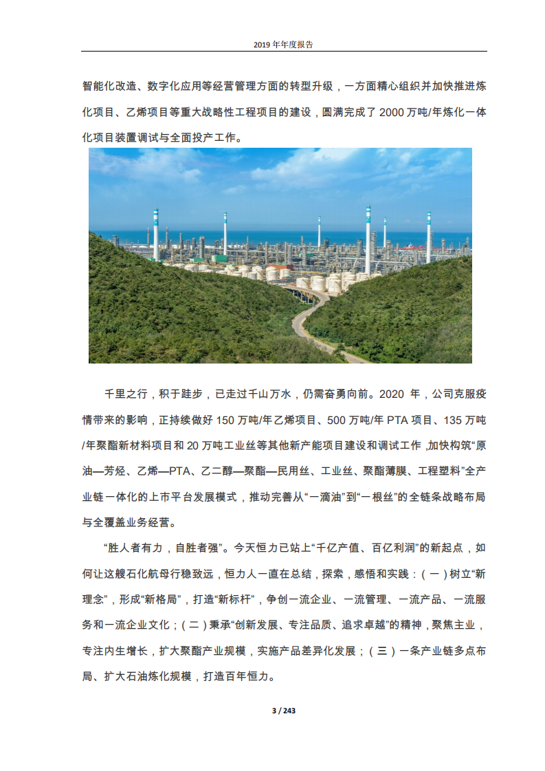 恒力石化股份有限公司2019年年度报告.PDF 第3页