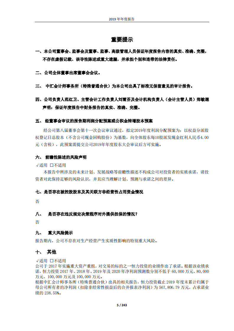 恒力石化股份有限公司2019年年度报告.PDF 第5页
