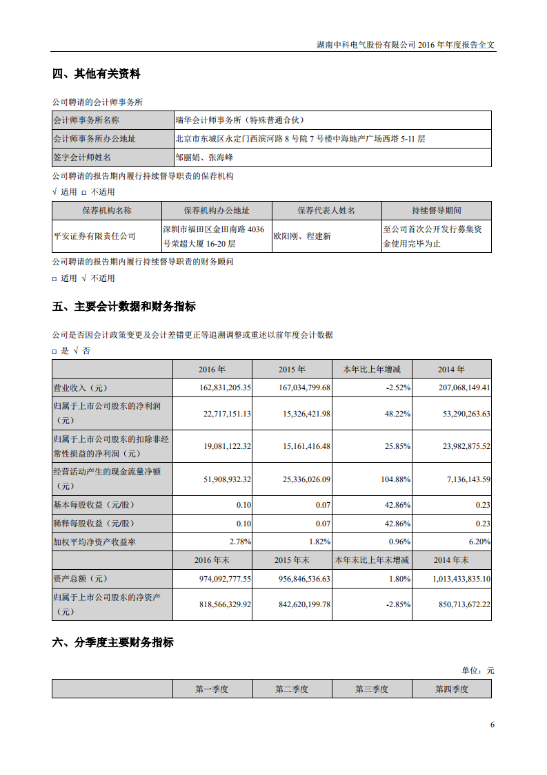湖南中科电气股份有限公司2016年年度报告.PDF 第6页