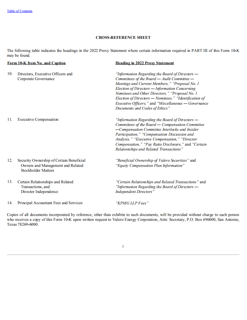 瓦莱罗能源公司（VALERO ENERGY）2021年年度报告（英文版）.pdf 第2页