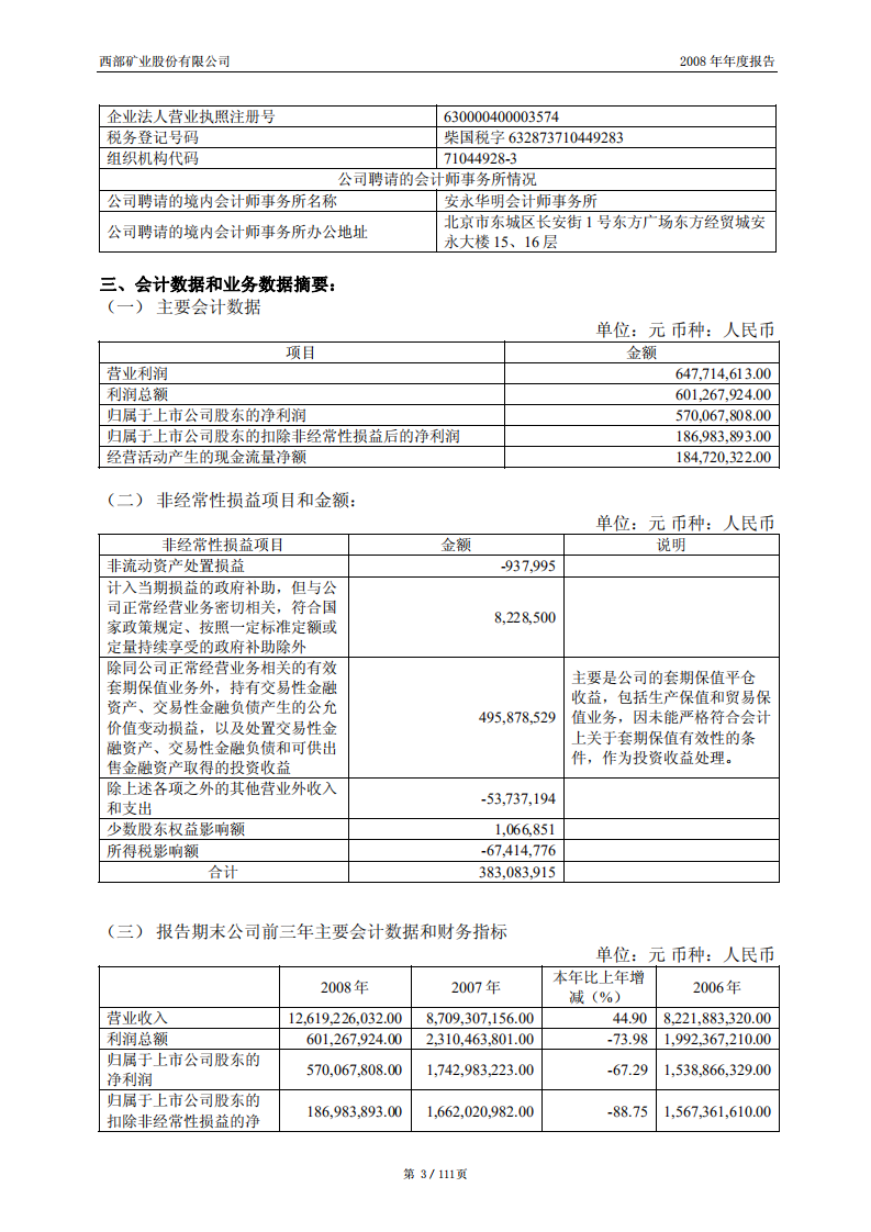 西部矿业股份有限公司2008年年度报告.PDF 第4页