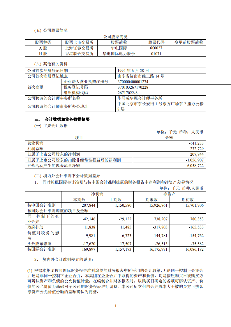 华电国际电力股份有限公司2010年年度报告.PDF 第4页