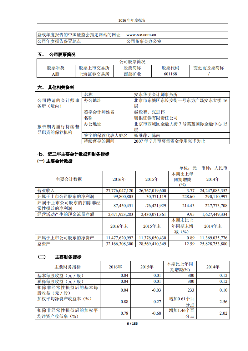 西部矿业股份有限公司2016年年度报告.PDF 第6页