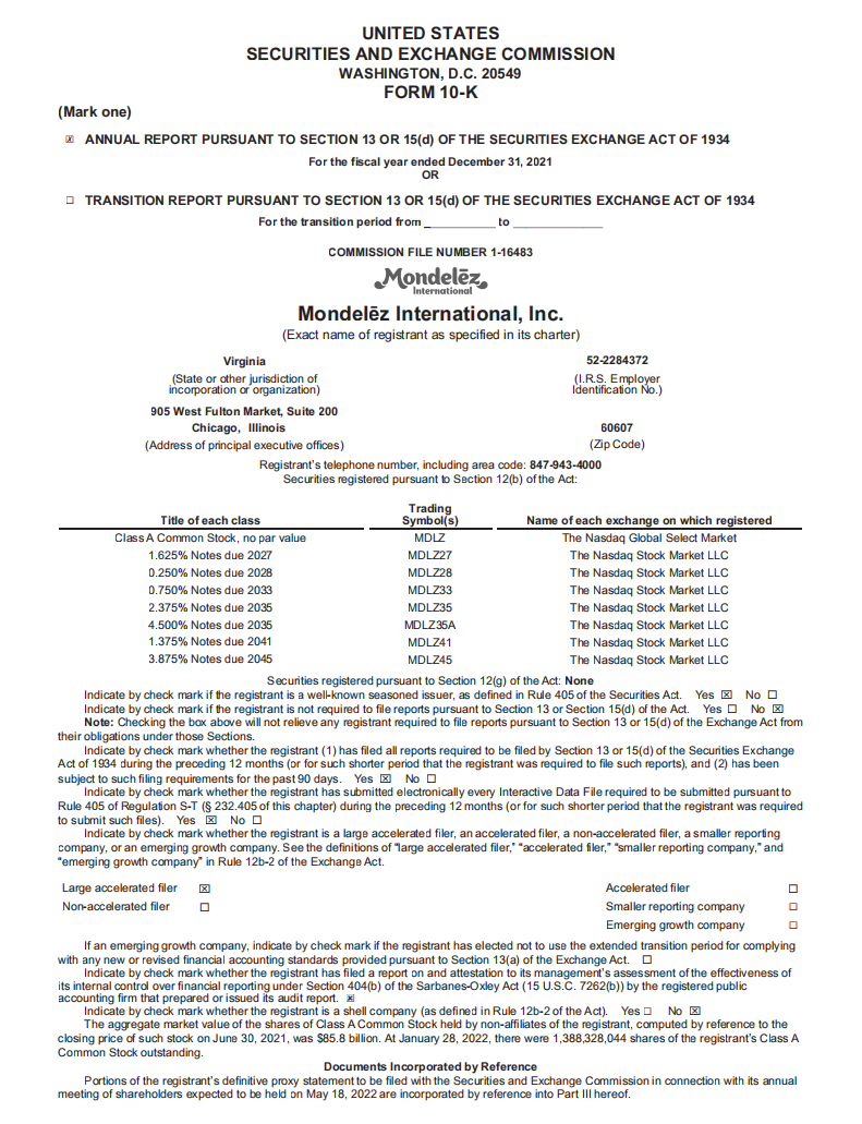 亿滋国际（MONDELEZ INTERNATIONAL）2021年年度报告（英文版）.pdf 第3页