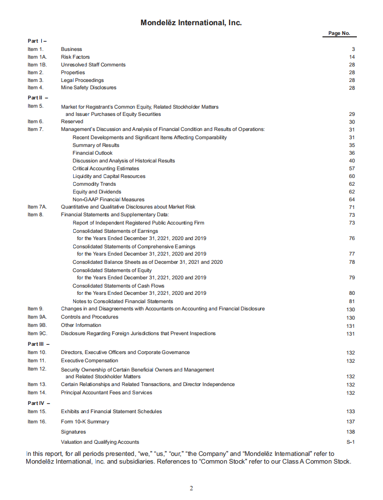 亿滋国际（MONDELEZ INTERNATIONAL）2021年年度报告（英文版）.pdf 第4页