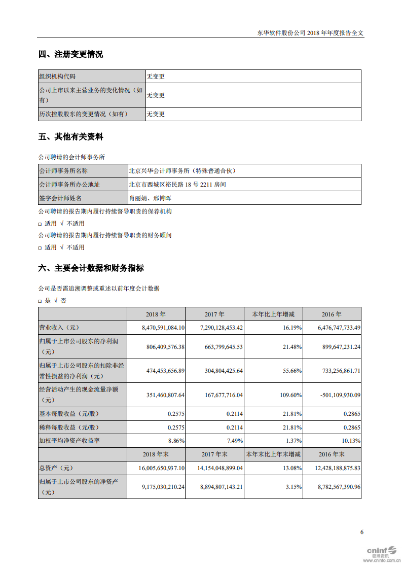东华软件股份公司2018年年度报告.PDF 第6页