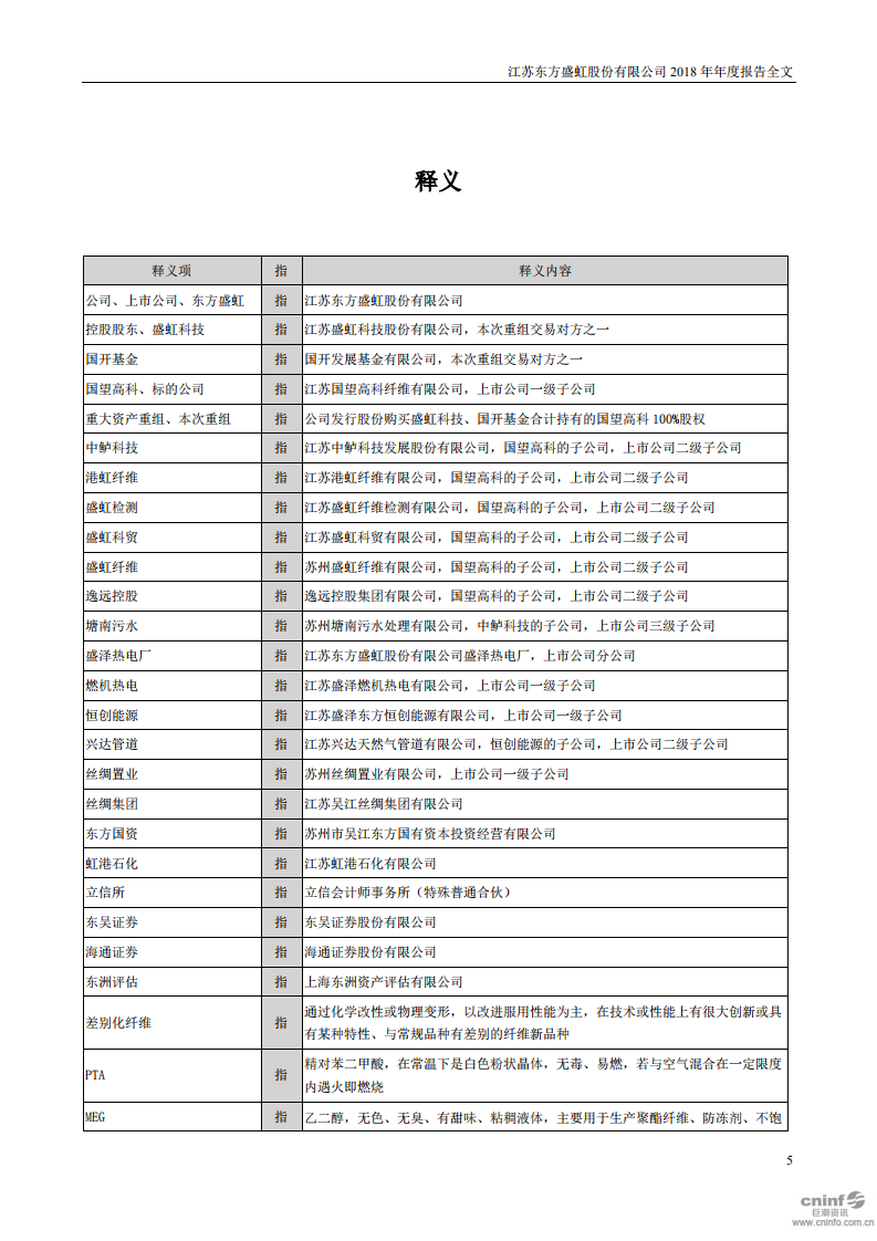 江苏东方盛虹股份有限公司2018年年度报告.PDF 第5页