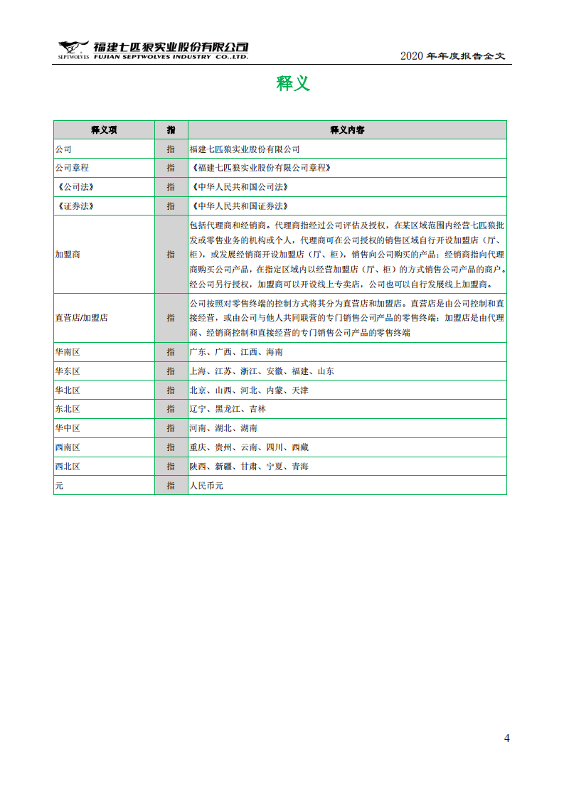 福建七匹狼实业股份有限公司2020年年度报告.PDF 第4页