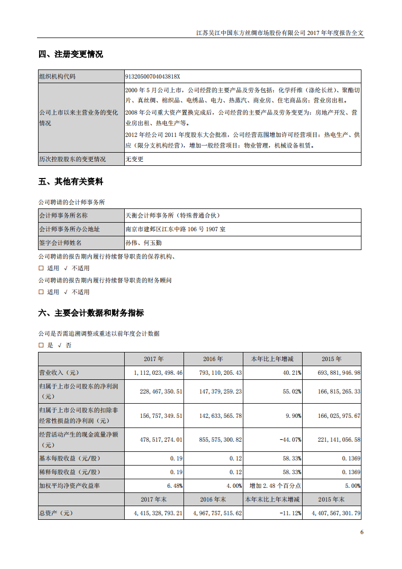 江苏吴江中国东方丝绸市场股份有限公司2017年年度报告.PDF 第6页