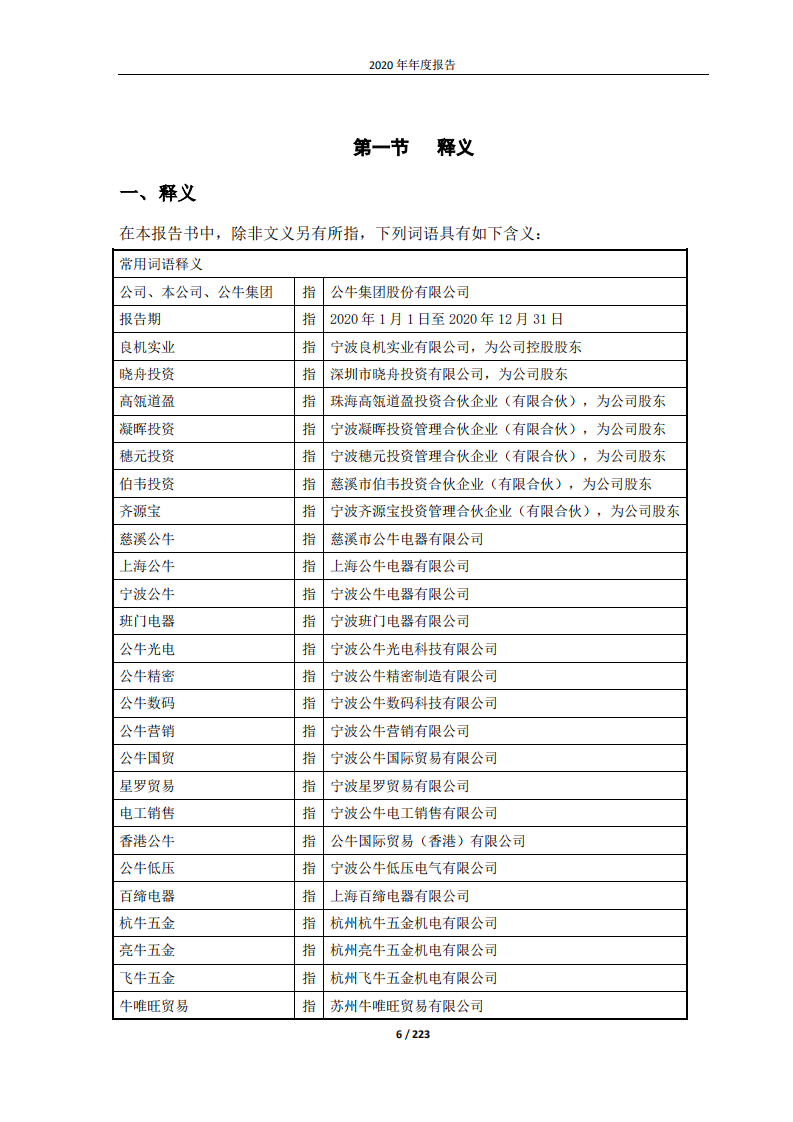 公牛集团股份有限公司2020年年度报告.PDF 第6页