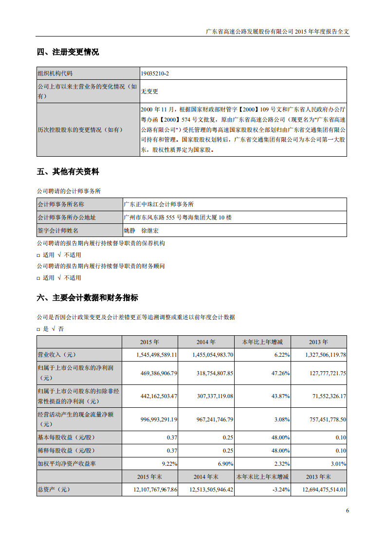 广东省高速公路发展股份有限公司2015年年度报告.PDF 第6页