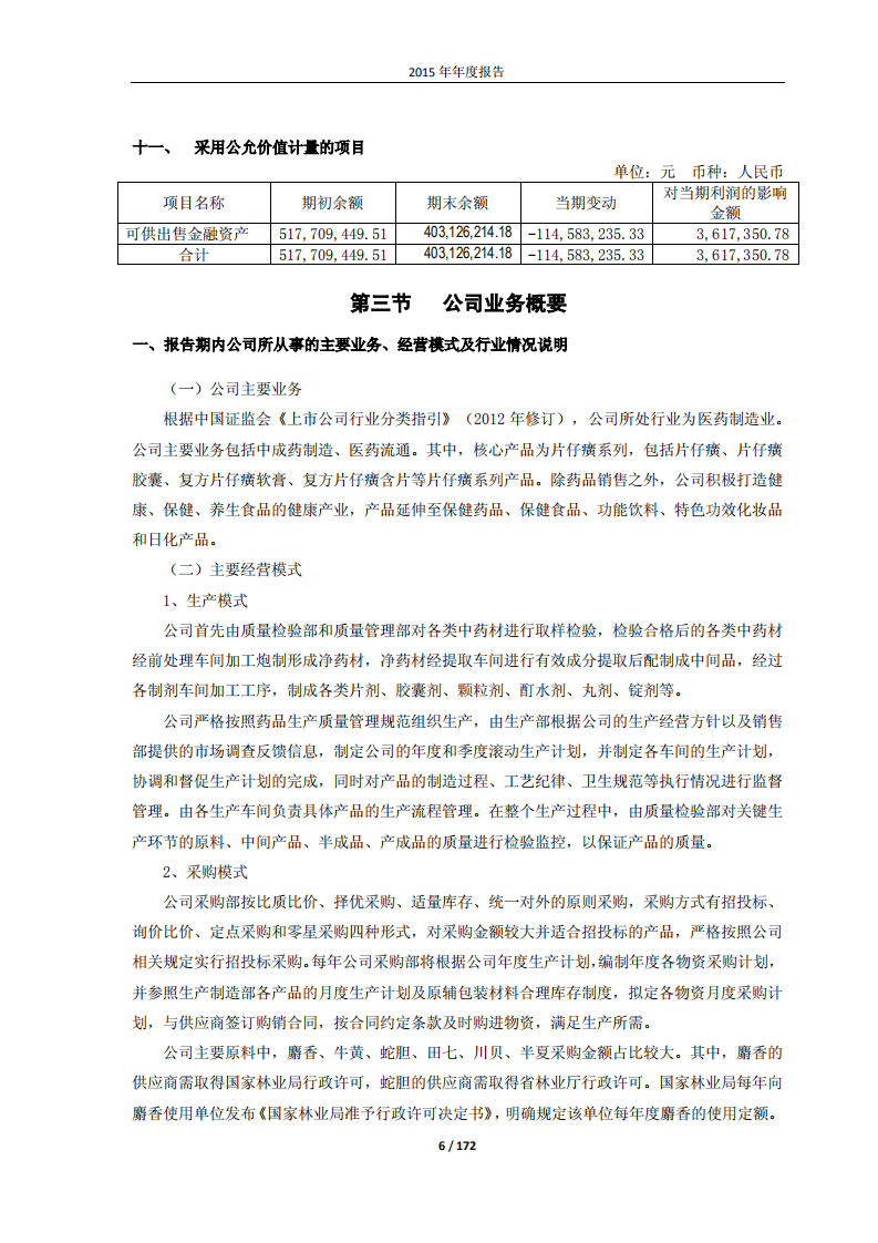 漳州片仔癀药业股份有限公司2015年年度报告.PDF 第6页