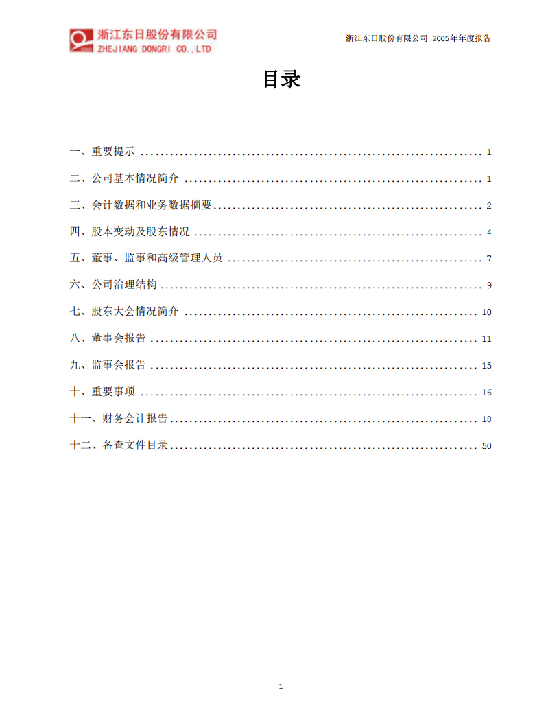 浙江东日股份有限公司2005年年度报告.PDF 第2页