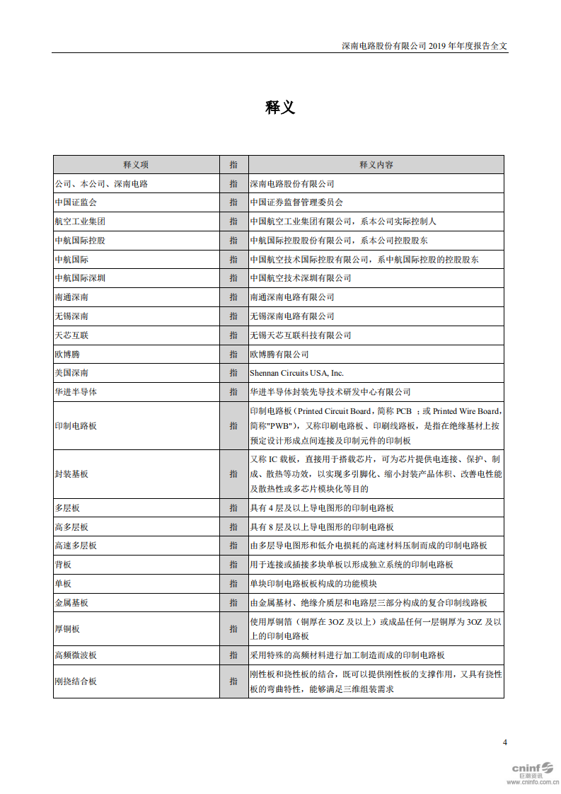 深南电路股份有限公司2019年年度报告.PDF 第4页