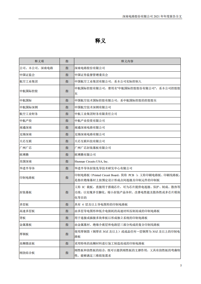 深南电路股份有限公司2021年年度报告.PDF 第5页