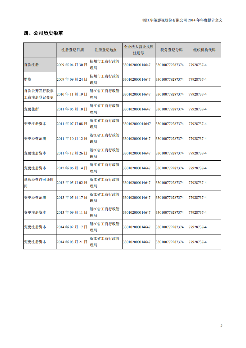 浙江华策影视股份有限公司2014年年度报告.PDF 第5页