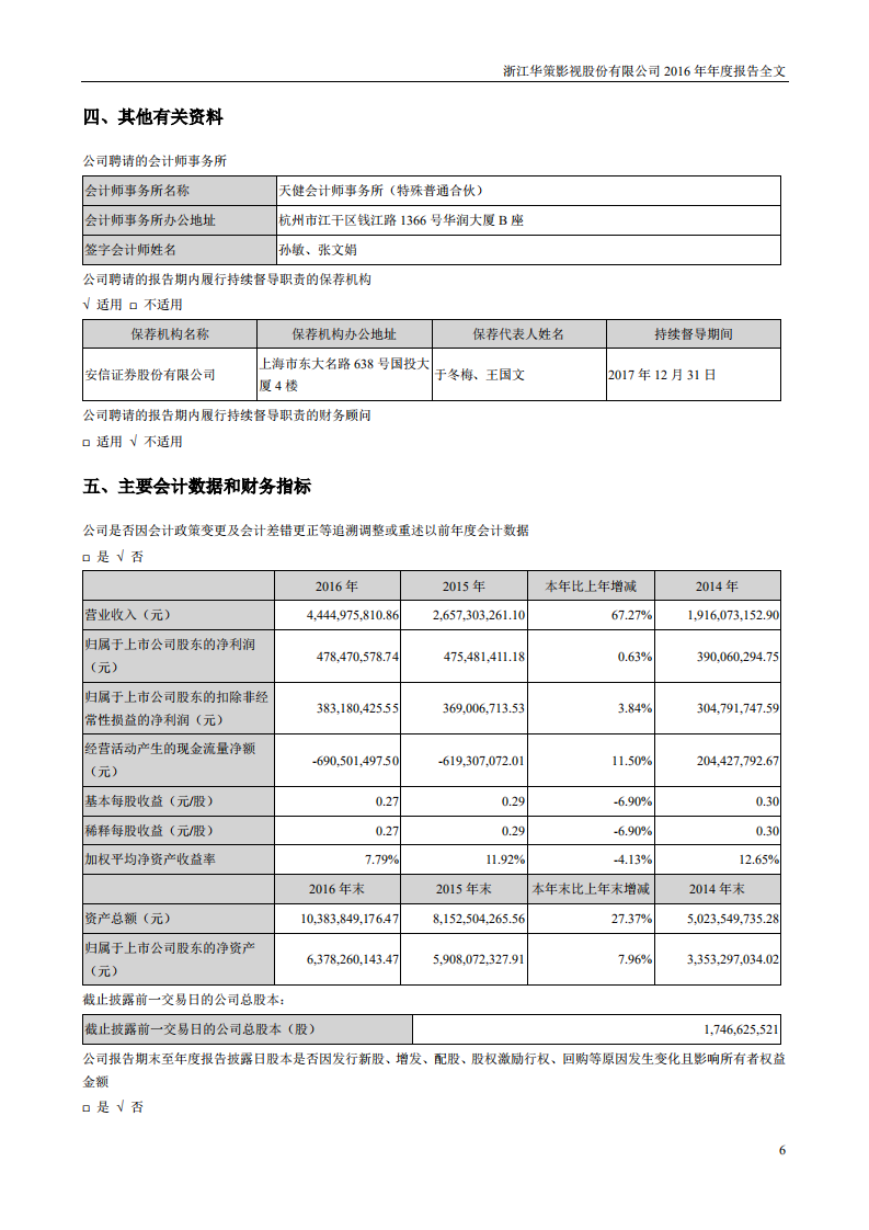 浙江华策影视股份有限公司2016年年度报告.PDF 第6页